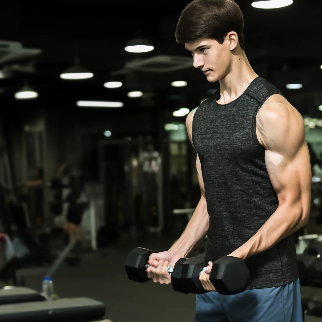 Young Man Lifting Weights