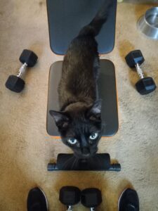 My workout buddy giving her two eyes up approval