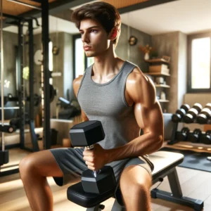 man working out on weight bench